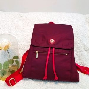 Tory Burch burgundy nylon backpack